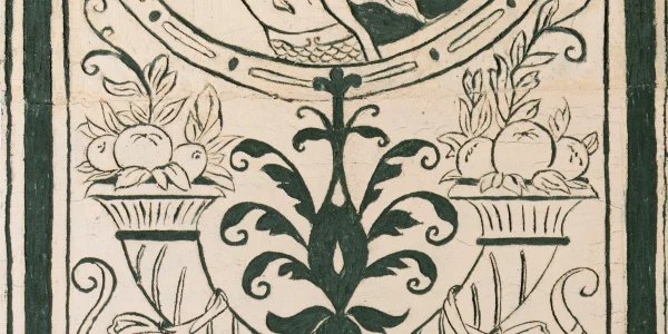 Női fej klasszicista motívummal keretezve Hans Kolb mintalapja alapján